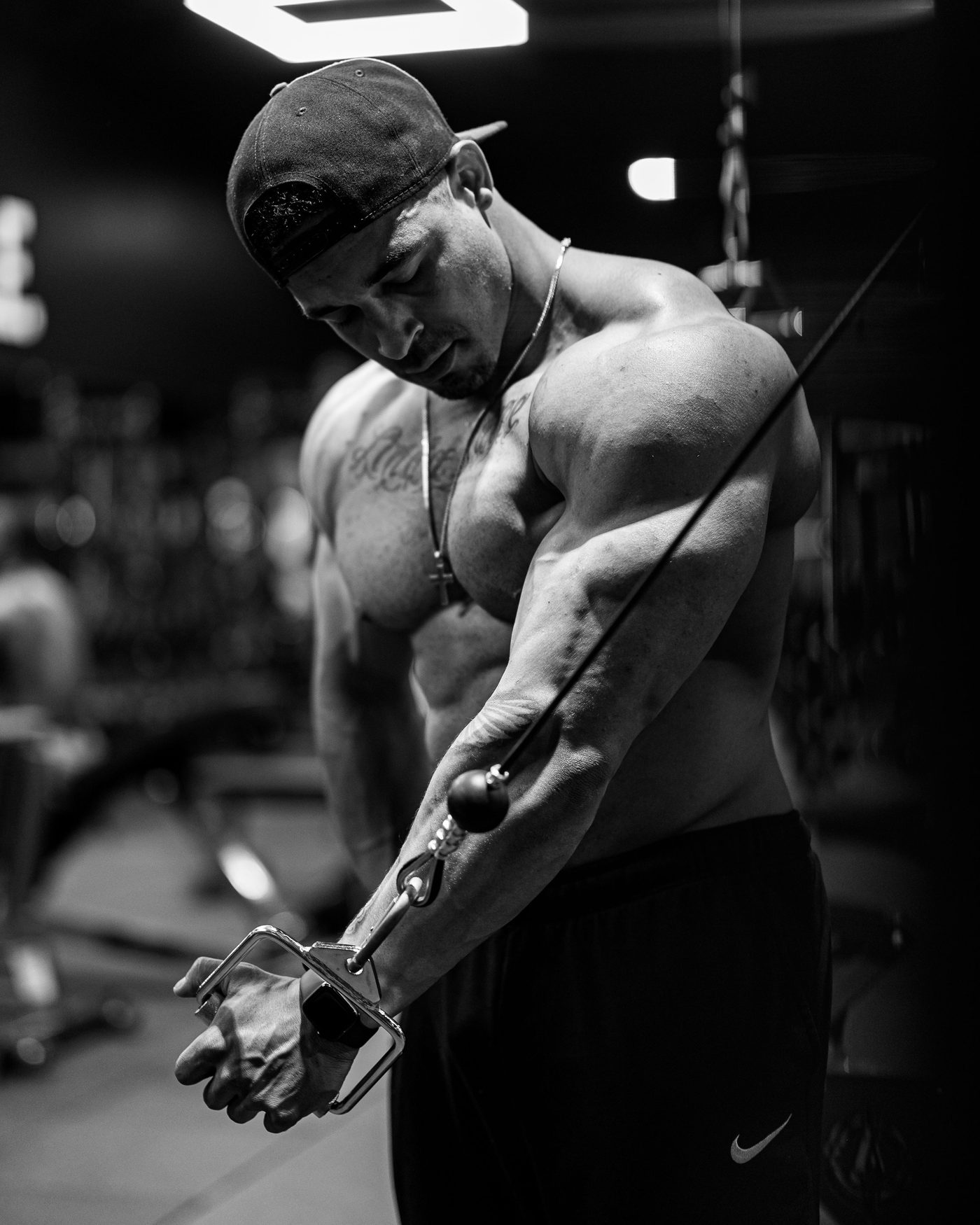 Athlete performing a cable bicep curl
