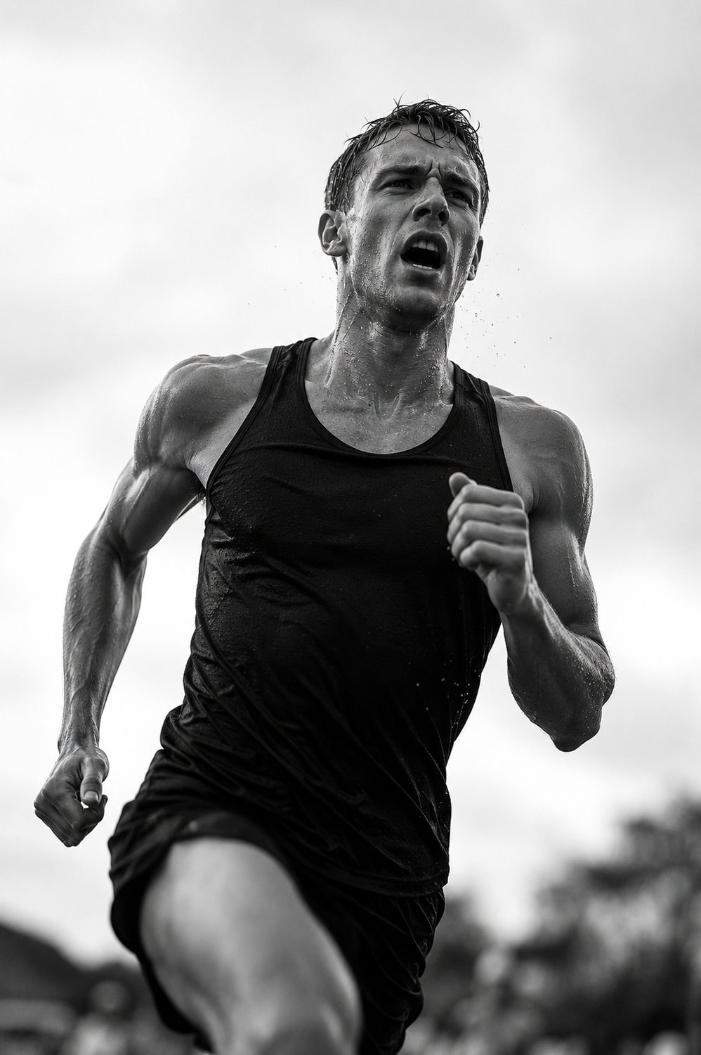 Athlete sprinting at full effort